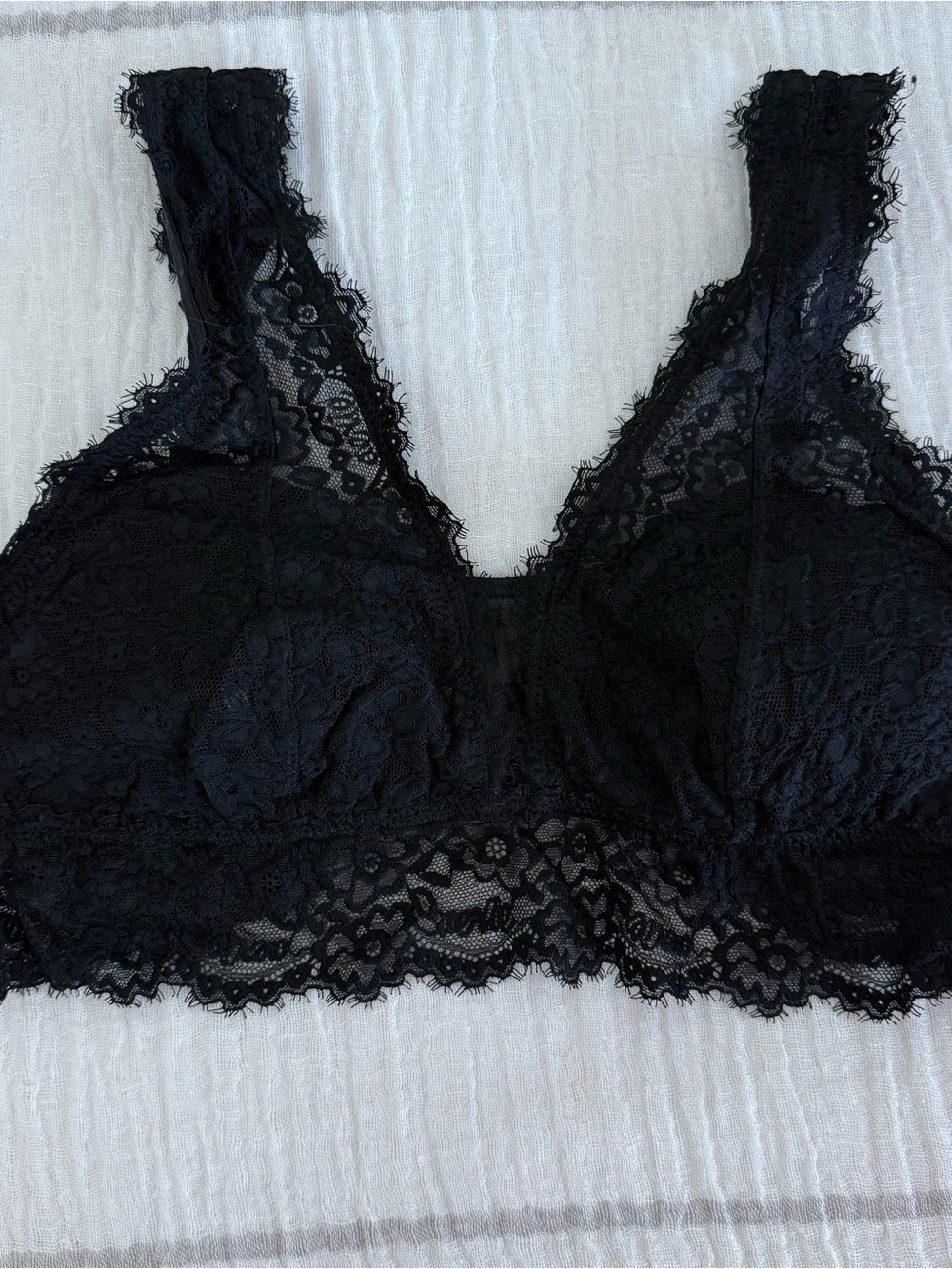 aerie Black Floral Lace Wireless Bralette